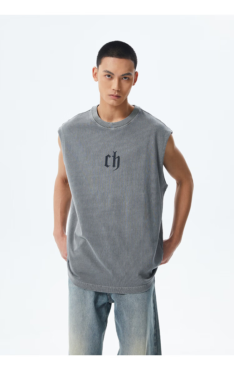 CHINISM Classic Cotton Logo Vest Men Summer Breathable Sleeveless Tank Top XV2333H6031 11